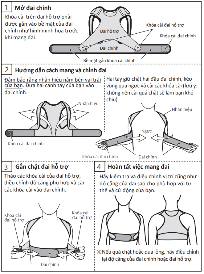 Hướng dẫn sử dụng ĐAI CHỐNG GÙ LƯNG – BONBONE PITA SAPO POSTURE